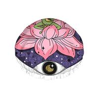 Bonnet de douche extraterrestre, drôle extraterrestre assis sur une cruche rose et boit du café dans l'espace Bonnets de bain double couche imperméables parfaits pour toutes les longueurs et épaisseur