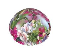 Bonnet de douche fantaisie imprimé colibri - Double couche respirante, sangle élastique réglable, durable, essentiel de voyage pour hôtel