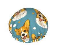 Bonnet de Douche Femme Adorables bouilles de corgi Bonnet de Bain pour | Wiederverwendbar Duschkappe Verstellbar für Kurzes Haar Hotel