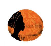 Bonnet de douche femme africaine Double chapeau de bain imperméable éléments africains bienvenue en afrique pour les femmes hôtel voyage cuisine travail