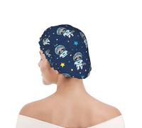 Bonnet de Douche Femme Raton laveur astronaute de dessin animé drôle | für Hotel Badekappe Elastische Shower Cap Rutschfest für Zuhause Salon
