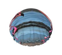 Bonnet de douche flamants roses avec une double couche de bonnet de douche qui maintient bien vos cheveux, que ce soit pendant la douche ou le bain.