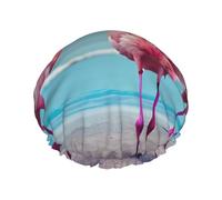 Bonnet de douche Flamingo Beach avec une double couche, maintient bien vos cheveux, que ce soit pendant la douche ou le bain.