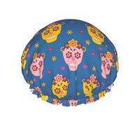 Bonnet de douche fleurs Cool sucre crâne bonnets de bain imperméable bonnet de cheveux Double couche léger bonnets de douche pour femmes hommes enfants adolescents