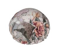 Bonnet de douche Flower Paris Tour Eiffel avec bonnet de douche élastique et imperméable double couche réutilisable, cache-oreilles pour hommes, femmes femmes.