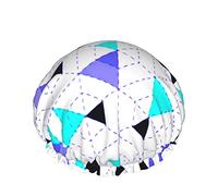 Bonnet de douche grand rétro bleu clair des années 80 géométrie bonnets de bain bonnet de cheveux portable Grace bonnet de douche étanche réglable pour salle de bain baignoire spa de bain