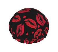 Bonnet de douche grand rouge amour lèvre baiser bonnets de bain bonnet de cheveux portable Grace bonnet de douche étanche réglable pour salle de bain baignoire bain Spa