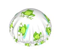 Bonnet de Douche Grenouille Axolotl Bonnets de Douche Réutilisables pour Femmes Cheveux Longs Double Couche Imperméable Chapeau de Douche de Bain Protecteur de Cheveux pour Enfants Filles Femmes 1 Pac