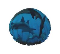 Bonnet de douche Hammerhead Sharks pour femme - Double couche - Épais - Réutilisable - Imperméable - Avec bande élastique - Lavable - Pour homme et femme - Spa et salon