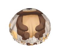 Bonnet de douche Happy Bear double couche pour femme, réutilisable, grande taille adaptée à toutes les longueurs de cheveux, adapté pour les filles, le spa et le salon à domicile.