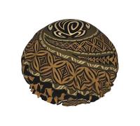 Bonnet de douche hawaïen imprimé tortue Tapa Honu - Bonnet de bain double couche réutilisable - Bonnet de douche respirant pour voyage, hôtel et utilisation à la maison