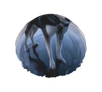 Bonnet de douche Husky Dog on a Frozen Lake pour femme - Double couche - Épais - Réutilisable - Imperméable - Avec bande élastique - Lavable - Pour homme et femme