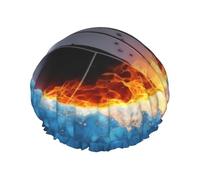 Bonnet de douche Ice and Fire Volleyball pour homme et femme, réglable, réutilisable, double couche, imperméable, doublure EVA, bande élastique pour toutes les longueurs de cheveux