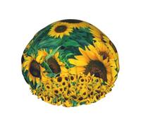 Bonnet de douche imperméable à bande élastique, bonnet de douche réutilisable à double couche pour femmes,Beaucoup de beaux tournesols