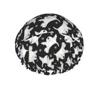 Bonnet de douche imperméable à bande élastique, bonnet de douche réutilisable à double couche pour femmes,West Highland White Terriers au trot et patte noire