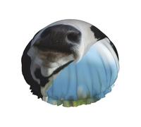 Bonnet de douche imperméable à bande élastique, bonnet de douche réutilisable à double couche pour femmes,Vache mignonne imprimée