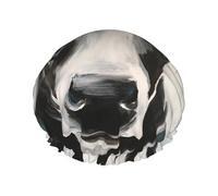 Bonnet de douche imperméable à bande élastique, bonnet de douche réutilisable à double couche pour femmes,Vache noire et blanche