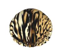 Bonnet de douche imperméable à bande élastique, bonnet de douche réutilisable à double couche pour femmes,Léopard Lion Peau de Tigre Fourrure Bringée