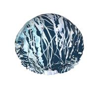 Bonnet de douche imperméable à bande élastique, bonnet de douche réutilisable à double couche pour femmes,Motif sans couture de méduses à l'aquarelle