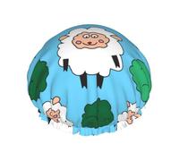 Bonnet de douche imperméable à bande élastique, bonnet de douche réutilisable à double couche pour femmes,Moutons et arbustes