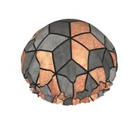 Bonnet de douche imperméable à bande élastique, bonnet de douche réutilisable à double couche pour femmes,Cubes de béton et de cuivre