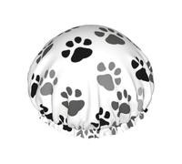 Bonnet de douche imperméable à bande élastique, bonnet de douche réutilisable à double couche pour femmes,Empreinte de patte de chien