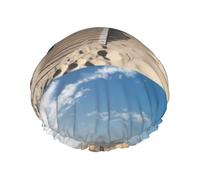 Bonnet de douche imperméable à bande élastique, bonnet de douche réutilisable à double couche pour femmes,Plage de la mer du Nord