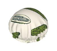 Bonnet de douche imperméable à bande élastique, bonnet de douche réutilisable à double couche pour femmes,Cornichons ou concombres marinés