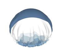 Bonnet de douche imperméable à bande élastique, bonnet de douche réutilisable à double couche pour femmes,Forêt Silhouette Montagnes Bois Paysage Nature Montagne Parcs