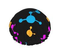 Bonnet de douche imperméable à bande élastique, bonnet de douche réutilisable à double couche pour femmes,Chimie Structure atomique Moléculaire