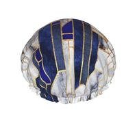 Bonnet de douche imperméable à bande élastique, bonnet de douche réutilisable à double couche pour femmes,Ciel bleu d'hiver