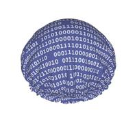 Bonnet de douche imperméable à bande élastique, bonnet de douche réutilisable à double couche pour femmes,Programmeur Code informatique binaire Violet