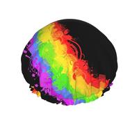 Bonnet de douche imperméable à bande élastique, bonnet de douche réutilisable à double couche pour femmes,L'amour gagne l'arc-en-ciel