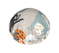 Bonnet de douche imperméable à bande élastique, bonnet de douche réutilisable à double couche pour femmes,Lévriers mignons