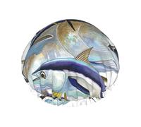 Bonnet de douche imperméable à bande élastique, bonnet de douche réutilisable à double couche pour femmes,Thon
