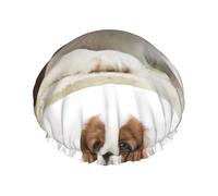Bonnet de douche imperméable à bande élastique, bonnet de douche réutilisable à double couche pour femmes,Cavalier King Charles Spaniel Épagneul brun