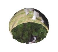 Bonnet de douche imperméable à bande élastique, bonnet de douche réutilisable à double couche pour femmes,Mauvais chien Border Collie