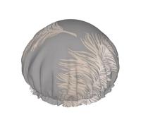 Bonnet de douche imperméable à bande élastique, bonnet de douche réutilisable à double couche pour femmes,Holden Decor Fawning Feather Gris Or Rose Métallisé