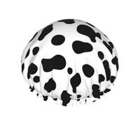 Bonnet de douche imperméable à bande élastique, bonnet de douche réutilisable à double couche pour femmes,Motif de chien dalmatien ou texture de peau de vache