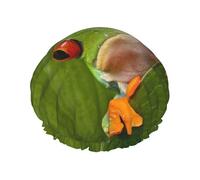 Bonnet de douche imperméable à bande élastique, bonnet de douche réutilisable à double couche pour femmes,Rainette aux yeux rouges