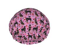 Bonnet de douche imperméable à bande élastique, bonnet de douche réutilisable à double couche pour femmes,Rottweiler Valentines Dog Love Meilleurs chiens Rottweilers
