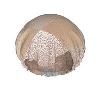 Bonnet de douche imperméable à bande élastique, bonnet de douche réutilisable à double couche pour femmes,Argyle marbré en or rose cuivré et blush