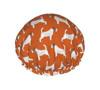 Bonnet de douche imperméable à bande élastique, bonnet de douche réutilisable à double couche pour femmes,Jack Russell Terriers Orange Cute Dog Jack Russells