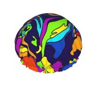 Bonnet de douche imperméable à bande élastique, bonnet de douche réutilisable à double couche pour femmes,Chien Boxer multicolore