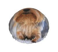 Bonnet de douche imperméable à bande élastique, bonnet de douche réutilisable à double couche pour femmes,Portrait d'un Yorkshire Terrier miniature Yorkie Photo