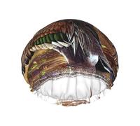 Bonnet de douche imperméable à bande élastique, bonnet de douche réutilisable à double couche pour femmes,Canard pilet