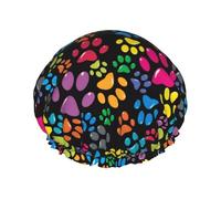 Bonnet de douche imperméable à bande élastique, bonnet de douche réutilisable à double couche pour femmes,Patte de chien colorée