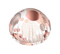 Bonnet de douche imperméable à bande élastique, bonnet de douche réutilisable à double couche pour femmes,Vague en or rose
