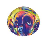 Bonnet de douche imperméable à bande élastique, bonnet de douche réutilisable à double couche pour femmes,Chien Boxer