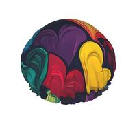Bonnet de douche imperméable à double couche avec cœurs colorés pour homme et femme - Protection des cheveux pour le bain, les masques faciaux, le spa